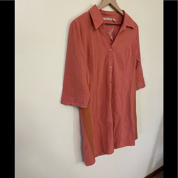 Soft Surroundings Button Front 3/4 Sleeve Dress - Picture 3 of 9